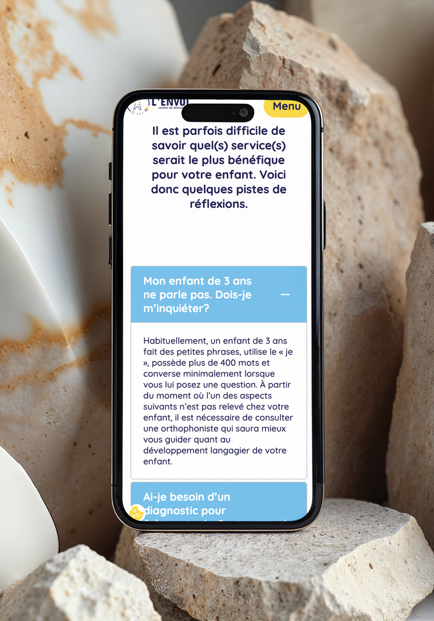 Site web L'envol sur mobile