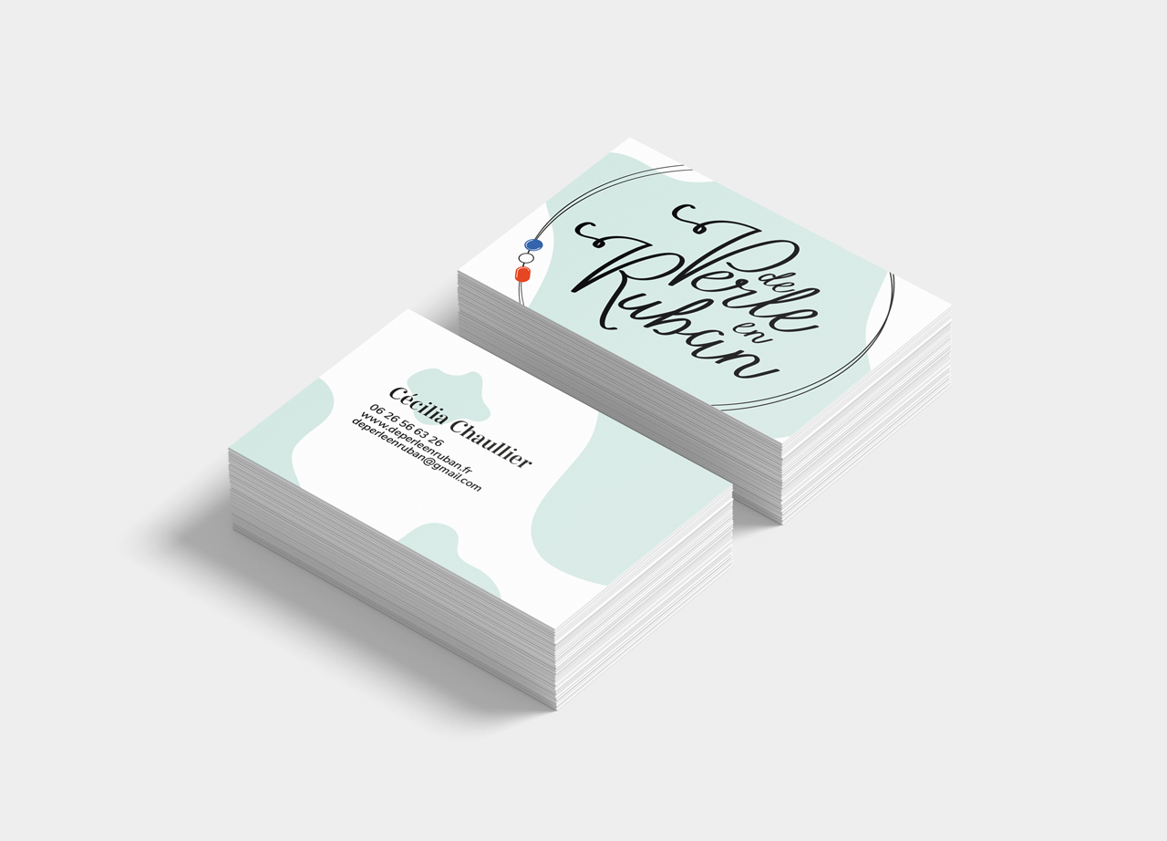 Carte perle en ruban