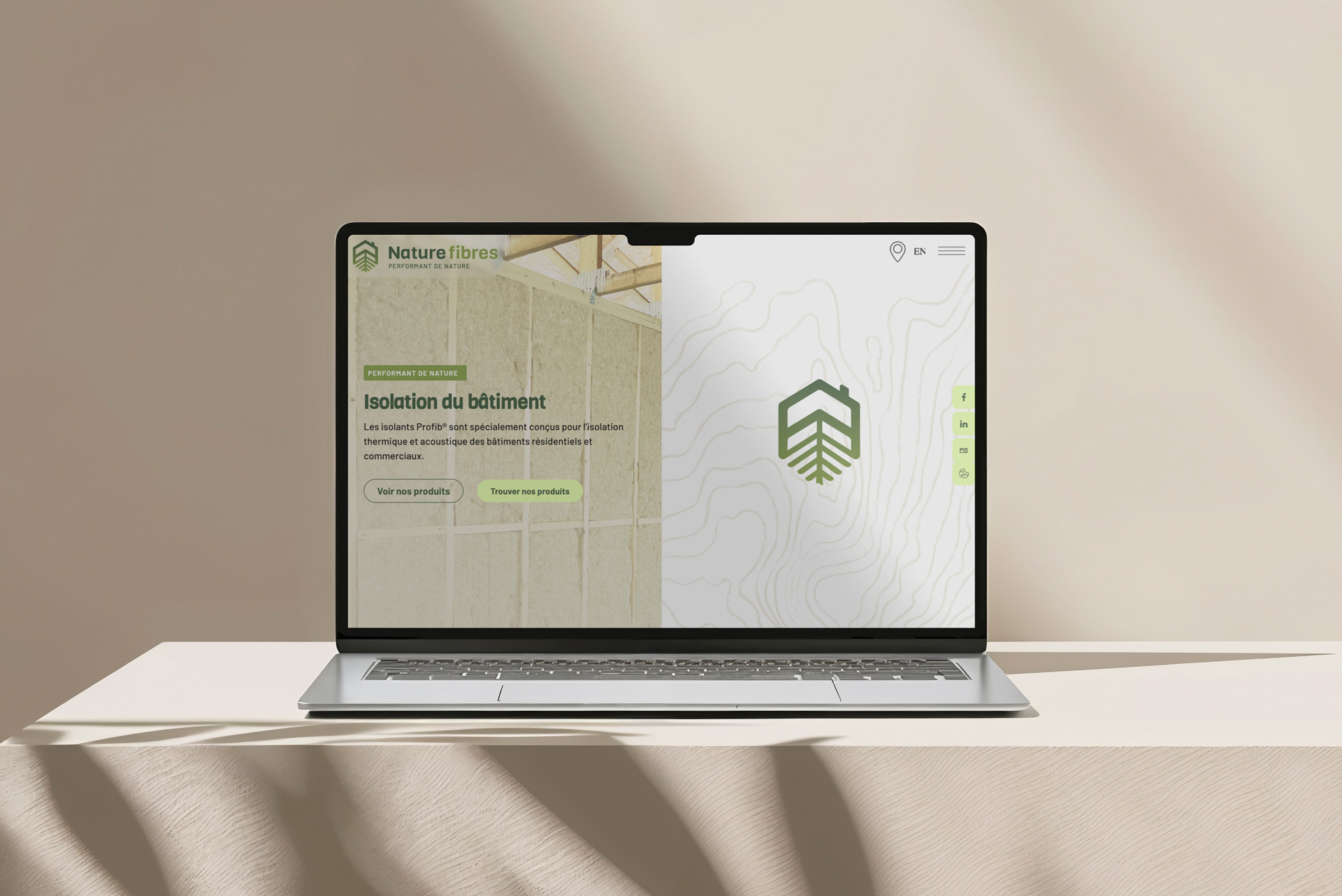 Site web Nature Fibre sur ordinateur